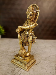 11″ Brass Hanuman Standing Idol | Lord Hanuman Premium Brass Statue for Pooja Room, Home & Vastu Decor