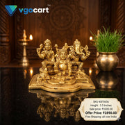Brass Lakshmi Kuberar Ganesha with Tortoise Idol – 3.5 Inch | Wealth, Prosperity & Divine Pooja Décor