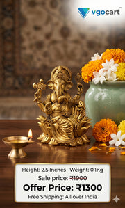 Brass Fine Art Lotus Ganesha Idol – 2.5 Inch | Elegant Ganesh Statue for Pooja, Home & Office Décor