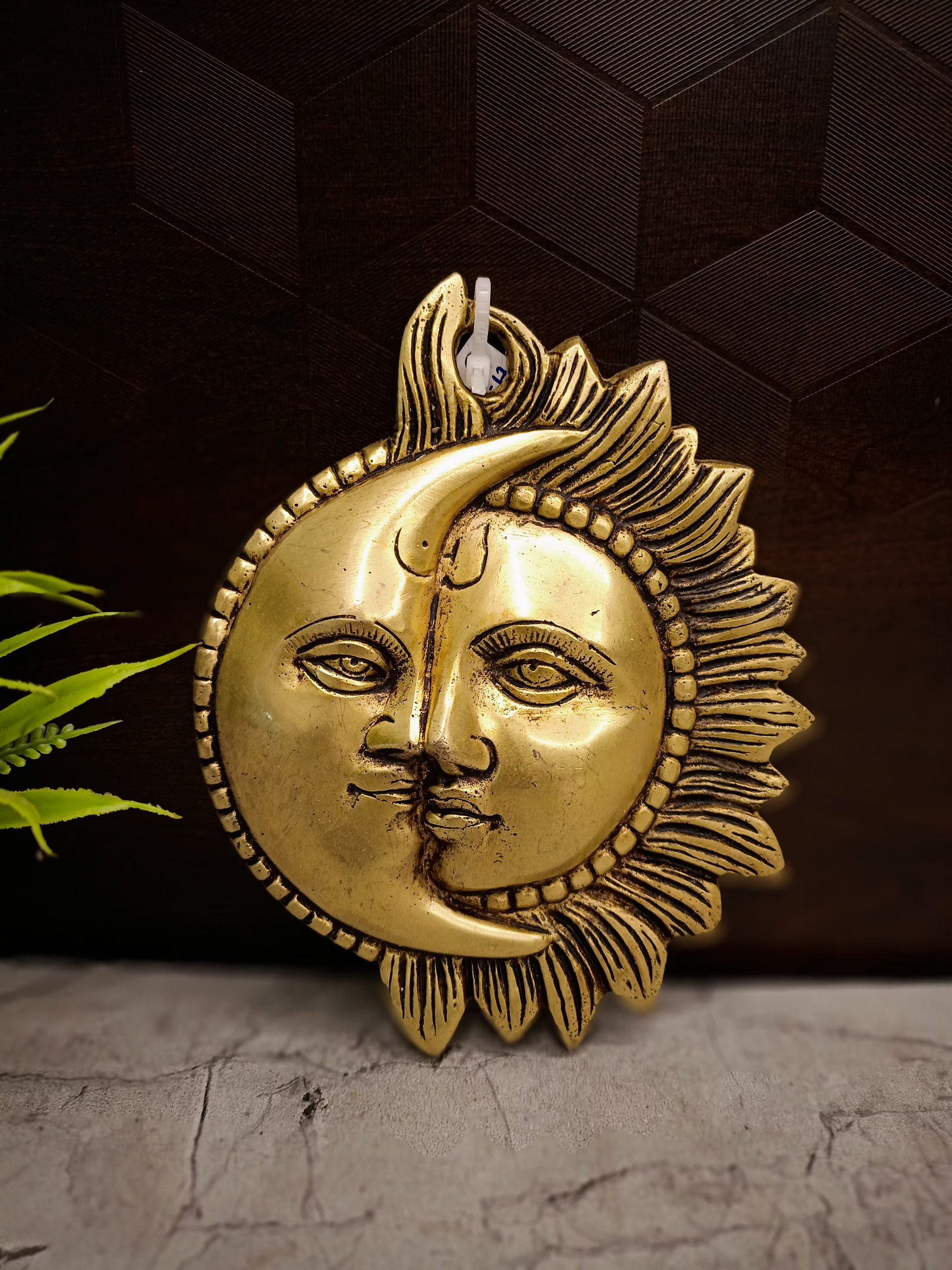Brass Half Sun and Moon Face Wall Mount – 6.5 Inch