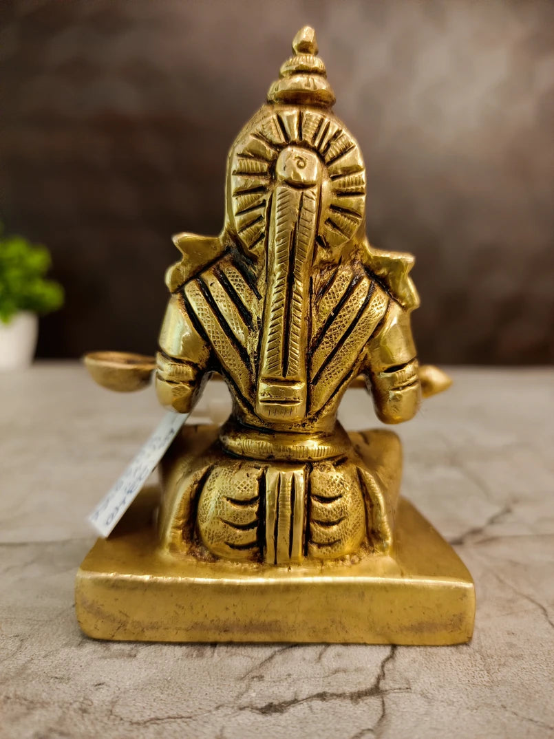 Brass Annapoorani Amman on Chowki Idol – 4 Inch | Traditional Goddess Annapurna Statue for Pooja