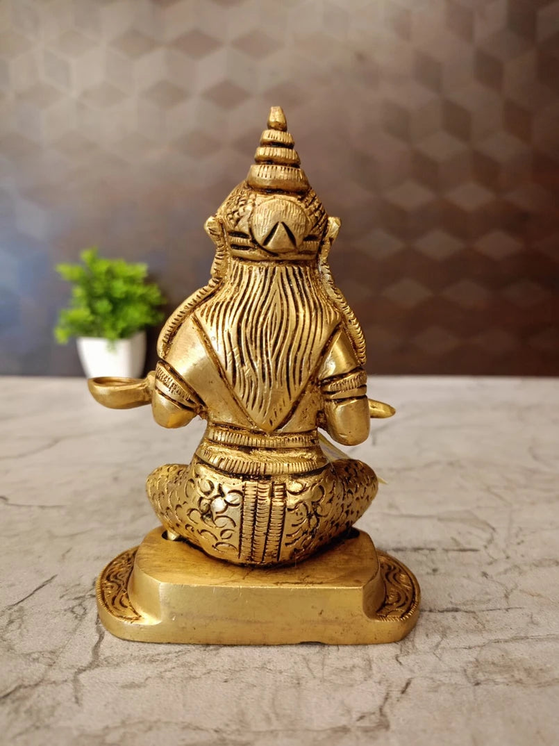 Brass Chowki Annapoorani Amman Idol – 5 Inch | Traditional Goddess Annapurna Statue for Pooja