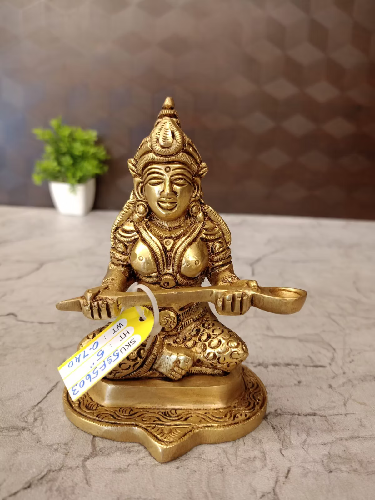 Brass Chowki Annapoorani Amman Idol – 5 Inch | Traditional Goddess Annapurna Statue for Pooja