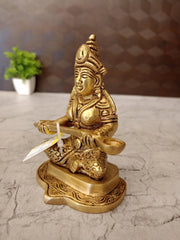 Brass Chowki Annapoorani Amman Idol – 5 Inch | Traditional Goddess Annapurna Statue for Pooja