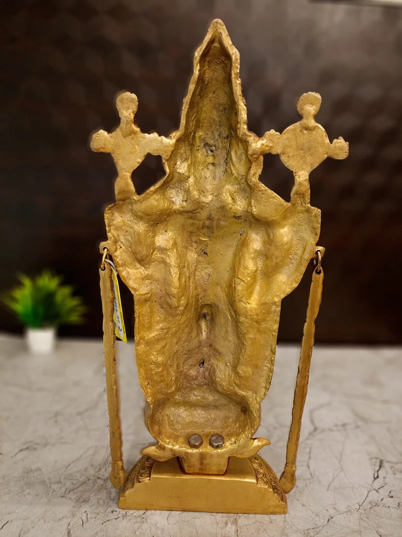Brass Chain Balaji with Lakshmi Idol – 19.5 Inch | Venkateswara Perumal with Goddess Lakshmi | Traditional Brass Temple Statue