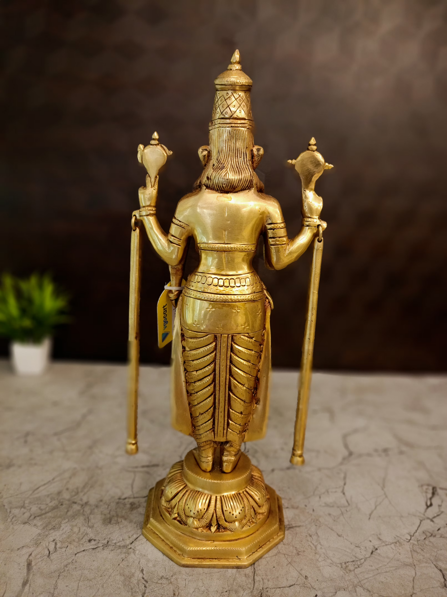 Brass Chain Perumal Idol – 16 Inch | Lord Venkateswara Balaji Brass Statue | Traditional South Indian Pooja Room & Temple Decor
