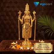 Brass Chain Perumal Idol – 16 Inch | Lord Venkateswara Balaji Brass Statue | Traditional South Indian Pooja Room & Temple Decor