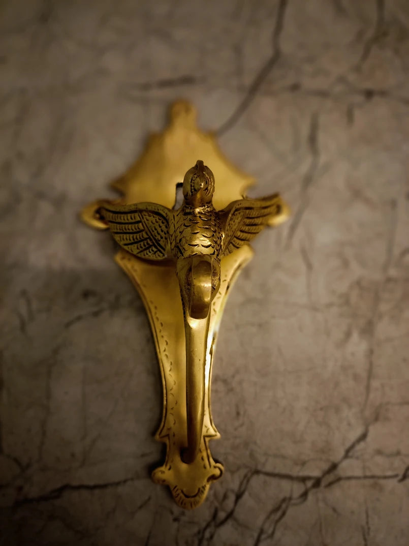 Brass Parrot Bracket Wall Mount – 7.5 Inch | Traditional Parrot Wall Décor | Antique Brass Bird Wall Hanging for Home & Pooja Decor