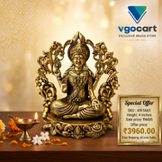 Brass Designer Arch Lakshmi Idol | Fine Art Goddess Lakshmi Statue with Ornate Temple Arch for Pooja Room & Home Decor