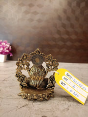 Brass Designer Arch Lakshmi Idol | Fine Art Goddess Lakshmi Statue with Ornate Temple Arch for Pooja Room & Home Decor