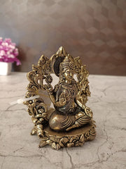 Brass Designer Arch Lakshmi Idol | Fine Art Goddess Lakshmi Statue with Ornate Temple Arch for Pooja Room & Home Decor