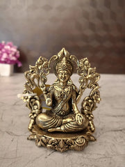 Brass Designer Arch Lakshmi Idol | Fine Art Goddess Lakshmi Statue with Ornate Temple Arch for Pooja Room & Home Decor