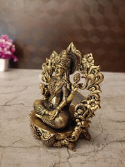 Brass Designer Arch Lakshmi Idol | Fine Art Goddess Lakshmi Statue with Ornate Temple Arch for Pooja Room & Home Decor