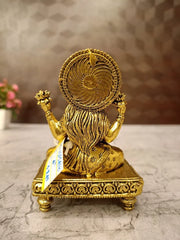 Brass Fine Art Lakshmi Idol on Chowki Stand | Goddess Lakshmi Brass Statue for Pooja & Home Décor