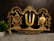 Brass Sangu Chakra Namam Wall Mount – 13 Inch | Traditional Vaishnavite Wall Décor for Pooja Room & Home