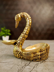 Designer Brass Diya with Peacock design for Pooja room and Office