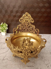 Designer Brass Uruli with Golden Antique Finish | Traditional Decorative Urli for Home Decor, Pooja & Vastu