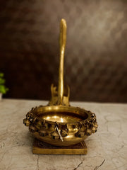 Brass Swan Uruli 13 Inch | Traditional Swan Brass Urli Bowl for Floating Flowers, Home Décor & Wedding Gifting