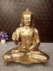 Brass Buddha Statue for Home Decor 15 Inch – Elegant Buddha Idol for Peaceful Living Room & Meditation Space
