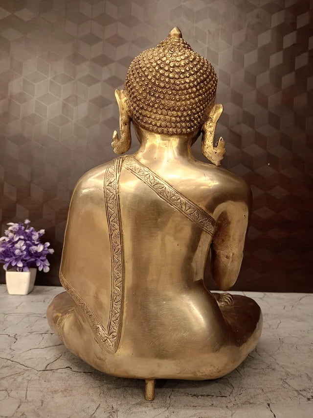 Brass Buddha Statue for Home Decor 15 Inch – Elegant Buddha Idol for Peaceful Living Room & Meditation Space
