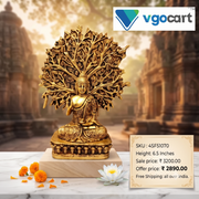 Brass Buddha Under Tree Idol 6.5 Inch – Meditation Buddha Statue for Peaceful Home & Spiritual Décor