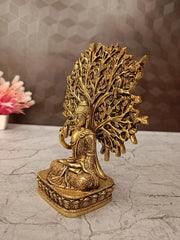 Brass Buddha Under Tree Idol 6.5 Inch – Meditation Buddha Statue for Peaceful Home & Spiritual Décor