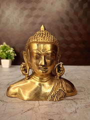 Brass Semi Buddha Idol with Golden Finish | Buddha Statue for Home Décor, Meditation & Peaceful Ambience
