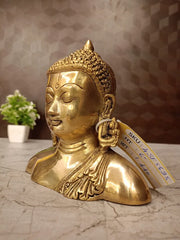 Brass Semi Buddha Idol with Golden Finish | Buddha Statue for Home Décor, Meditation & Peaceful Ambience