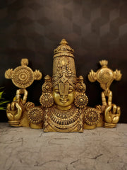 Brass Balaji Venkateswara Wall Mount – 12 Inch | Traditional Lord Venkateswara Wall Decor for Pooja & Home