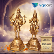 Brass Shiva Parvathi Idol 11 Inch | Lord Shiva & Goddess Parvati Divine Couple Statue for Pooja Room & Home Temple