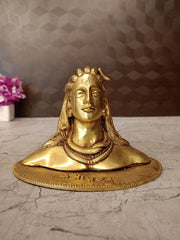Brass Adiyogi Idol with Golden Antique Finish | Lord Shiva Adiyogi Statue for Pooja Room, Home Temple, Office & Meditation Decor
