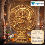 Buy Brass Natarajar Statue 20 Inch | Superfine Handcrafted Lord Shiva Nataraja Idol with Antique Finish | Cosmic Dancer for Pooja & Home Decor