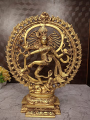 Buy Brass Natarajar Statue 20 Inch | Superfine Handcrafted Lord Shiva Nataraja Idol with Antique Finish | Cosmic Dancer for Pooja & Home Decor