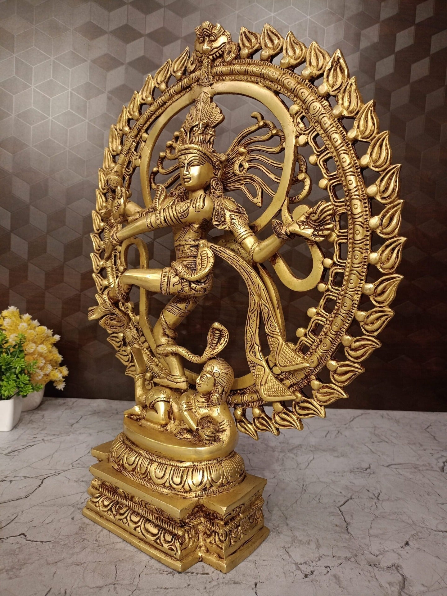 Buy Brass Natarajar Statue 20 Inch | Superfine Handcrafted Lord Shiva Nataraja Idol with Antique Finish | Cosmic Dancer for Pooja & Home Decor