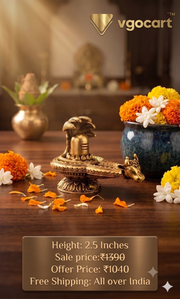 Brass Fine Art Nandi Statue (2.5 Inch) | Handcrafted Pure Brass Lord Shiva Nandi Idol for Home Temple & Decor