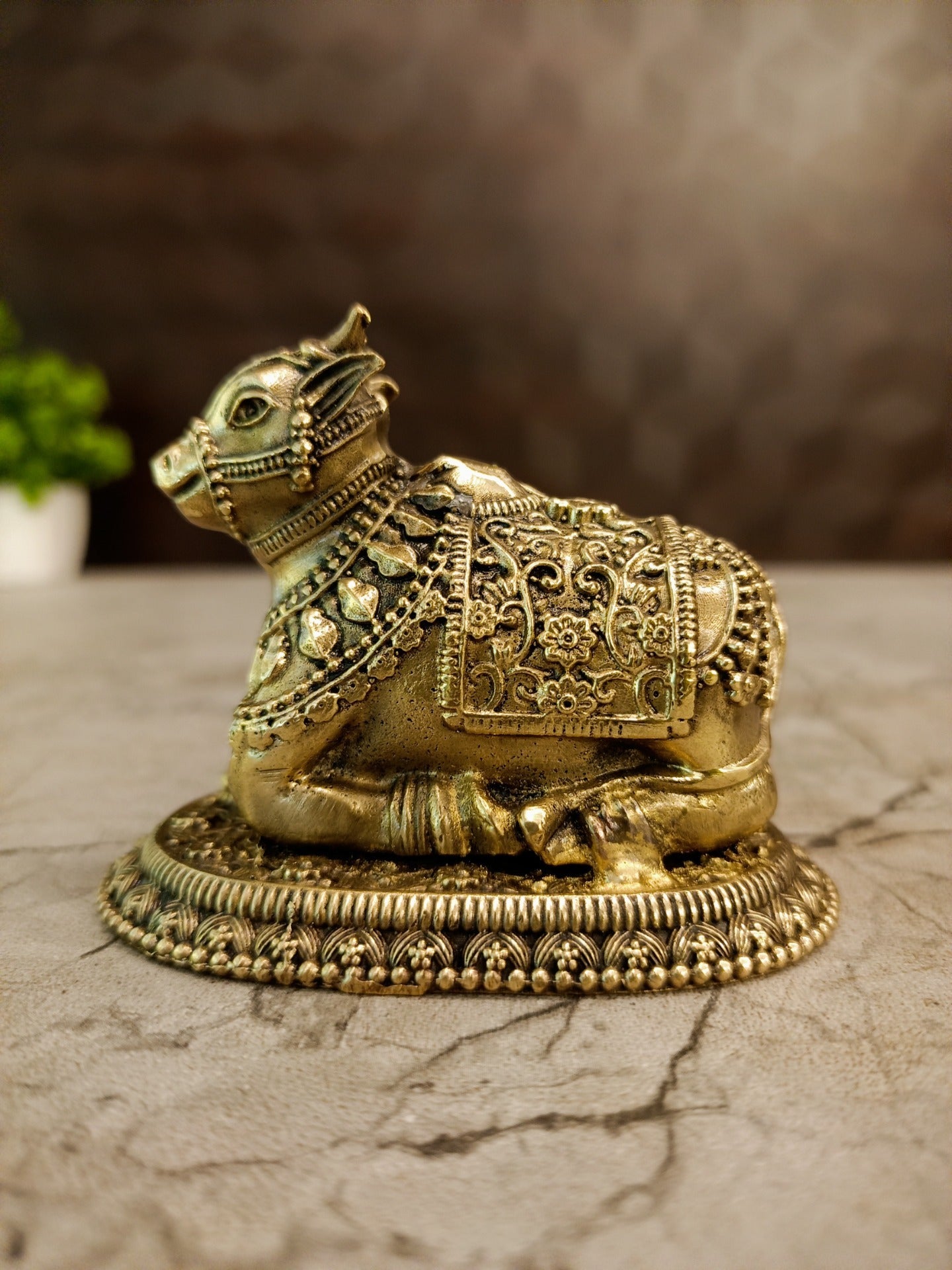 Brass Fine Art Nandhi Idol (2.5″) | Handcrafted Pure Brass Nandi Statue for Home Temple & Decor