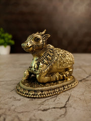 Brass Fine Art Nandhi Idol (2.5″) | Handcrafted Pure Brass Nandi Statue for Home Temple & Decor