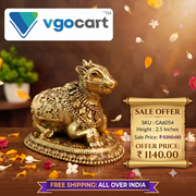 Brass Fine Art Nandhi Idol (2.5″) | Handcrafted Pure Brass Nandi Statue for Home Temple & Decor