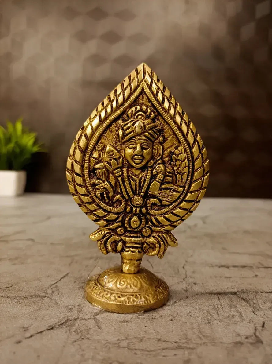 Brass Murugan Vel With Face (4 Inch) | Handcrafted Divine Kartikeya Spear for Home Temple & Pooja Decor