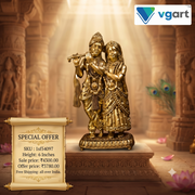 7″ Brass Radha Krishna Idol | Premium Handcrafted Brass Krishna Radha Statue for Pooja, Home & Vastu Décor