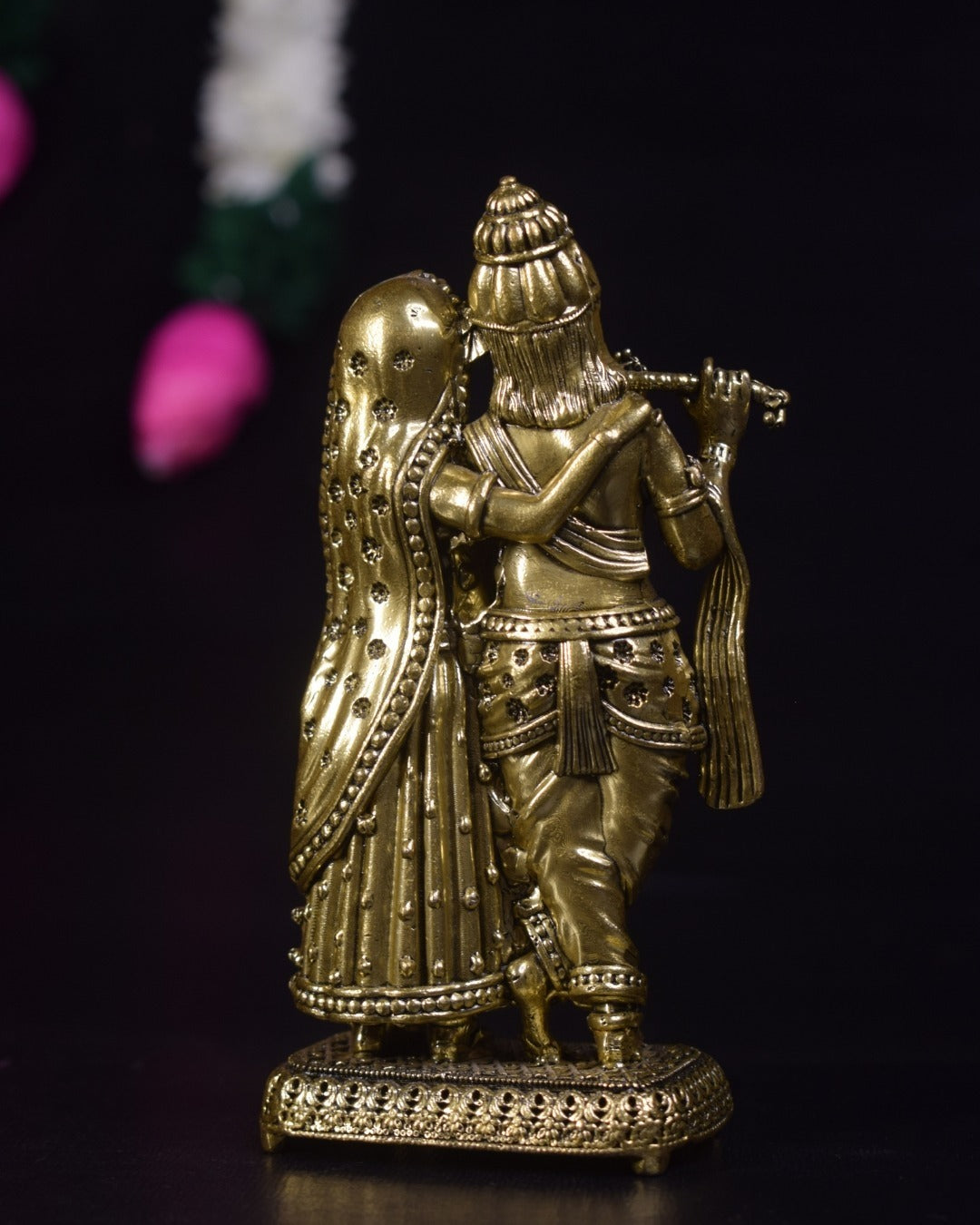 7″ Brass Radha Krishna Idol | Premium Handcrafted Brass Krishna Radha Statue for Pooja, Home & Vastu Décor