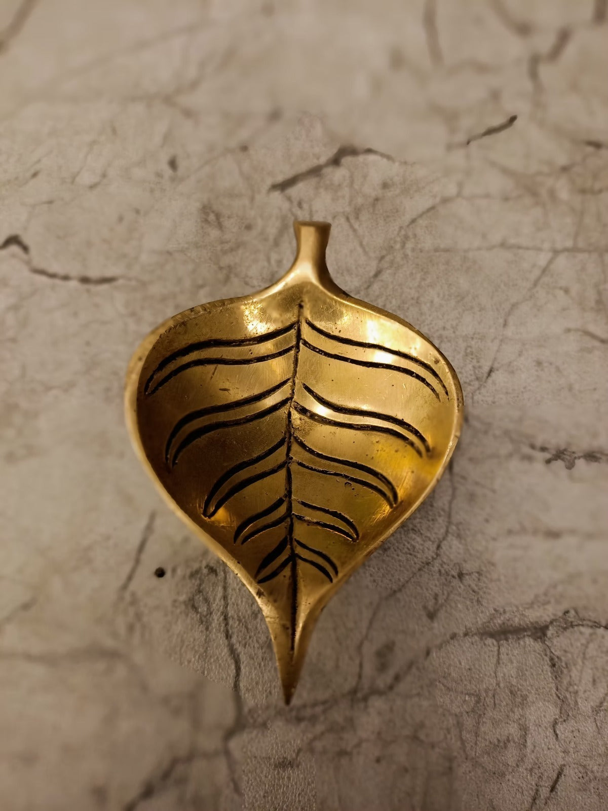 Brass Leaf Diya (1.5 Inch) | Handcrafted Pure Brass Mini Oil Lamp for Home Temple & Festive Decor