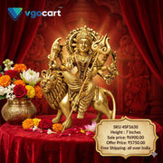 Brass Durga Amman Idol – 7 Inch | Traditional Goddess Durga Statue for Pooja Room & Home Décor