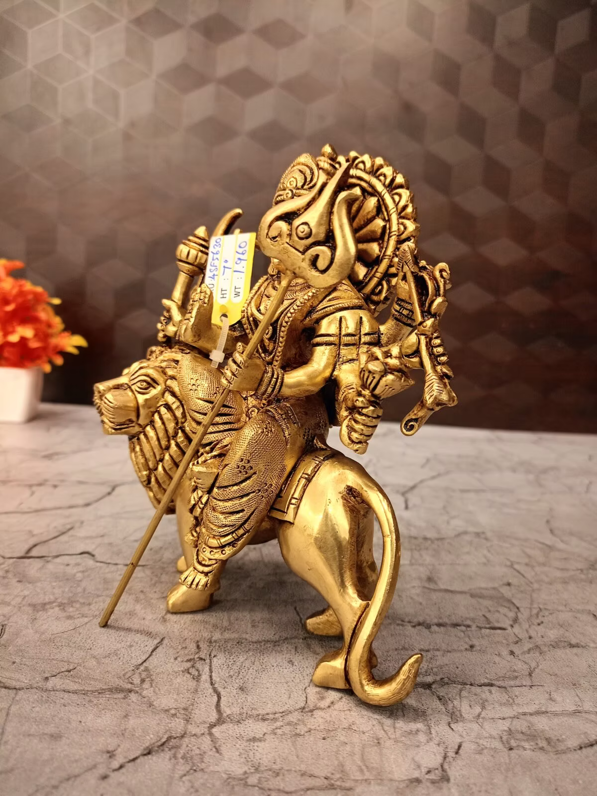 Brass Durga Amman Idol – 7 Inch | Traditional Goddess Durga Statue for Pooja Room & Home Décor