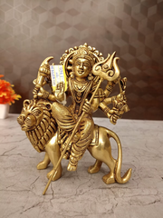 Brass Durga Amman Idol – 7 Inch | Traditional Goddess Durga Statue for Pooja Room & Home Décor