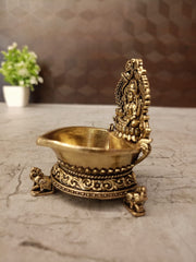 Brass Fine Art Lakshmi Diya | Premium Handcrafted Goddess Lakshmi Brass Oil Lamp for Pooja, Home & Vastu Décor