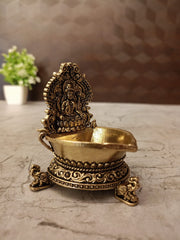 Brass Fine Art Lakshmi Diya | Premium Handcrafted Goddess Lakshmi Brass Oil Lamp for Pooja, Home & Vastu Décor