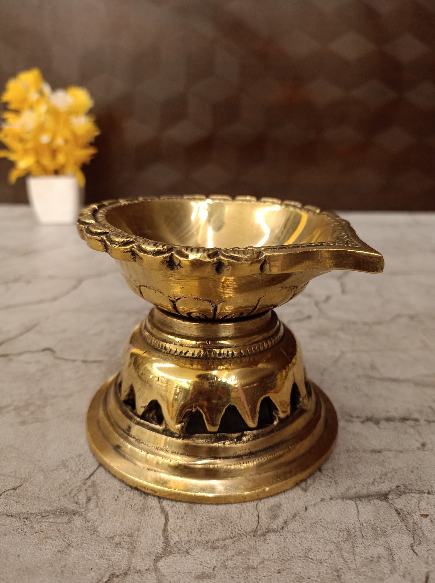 1″ Brass Lotus Diya | Mini Handcrafted Brass Oil Lamp for Pooja, Festive Decor & Spiritual Gifting
