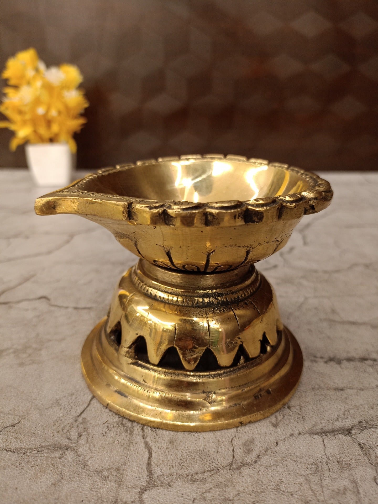 1″ Brass Lotus Diya | Mini Handcrafted Brass Oil Lamp for Pooja, Festive Decor & Spiritual Gifting