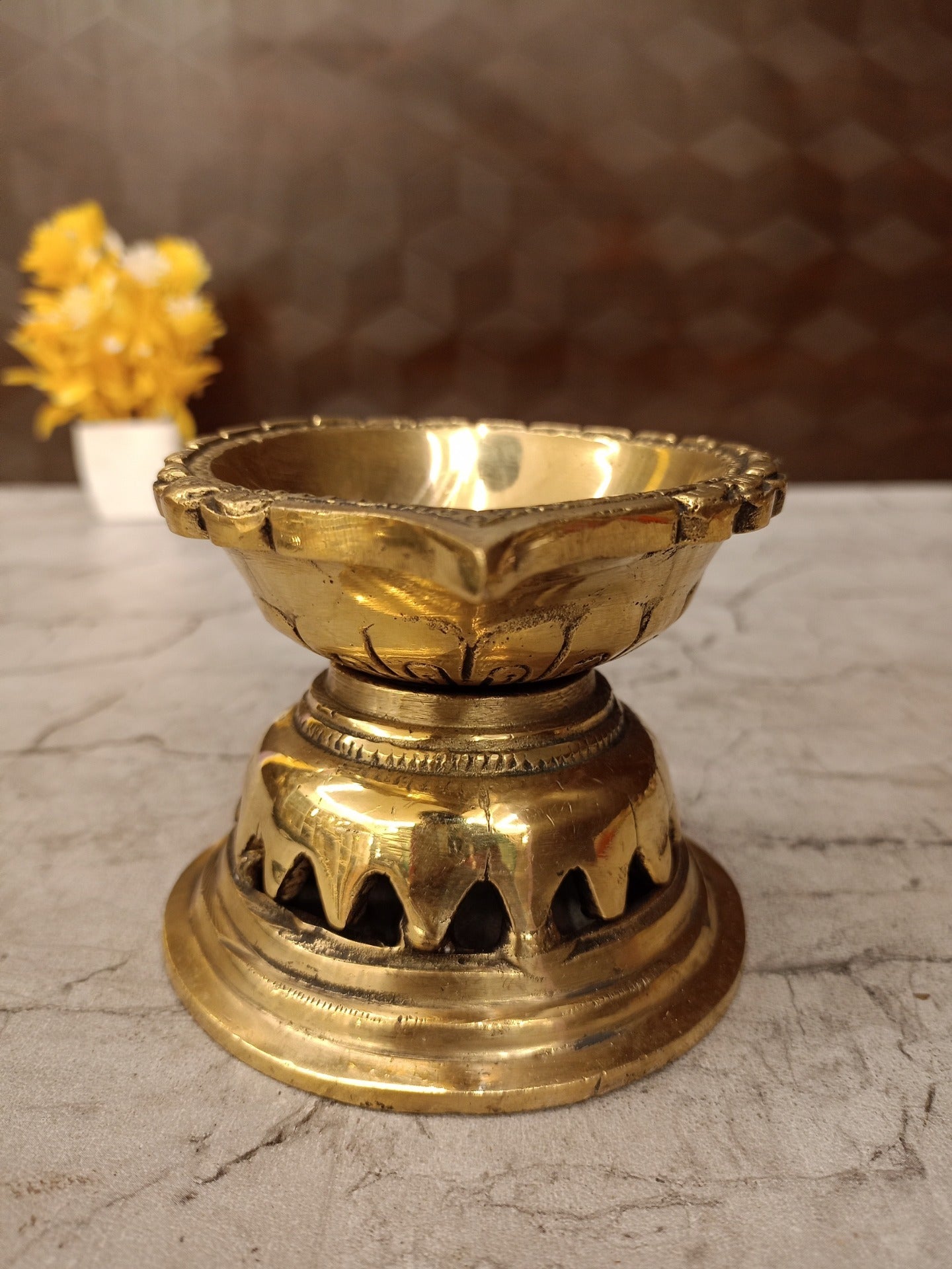 1″ Brass Lotus Diya | Mini Handcrafted Brass Oil Lamp for Pooja, Festive Decor & Spiritual Gifting